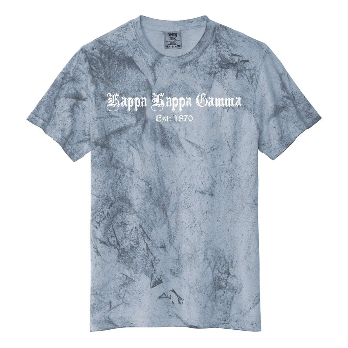 Greek Color Blast Heavyweight T-Shirt, Printed Old English Design