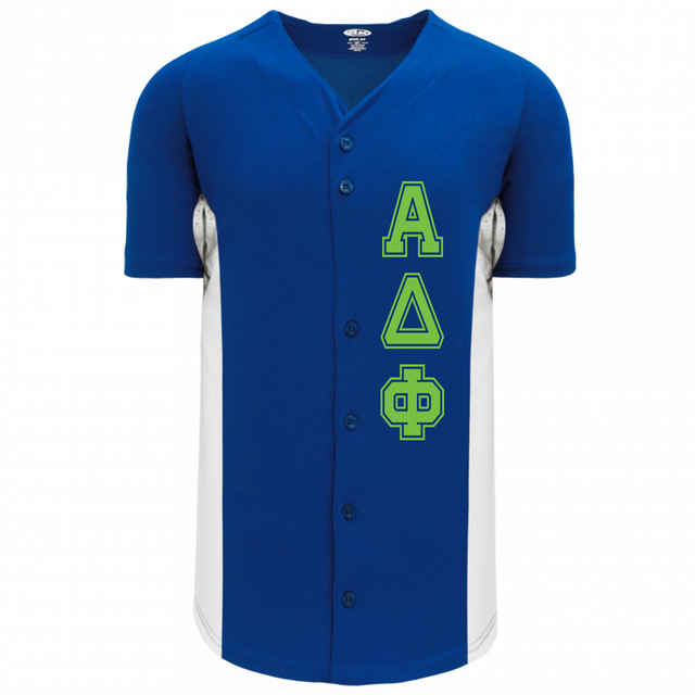 Greek Side Two Tone Baseball Jersey, Varsity Design