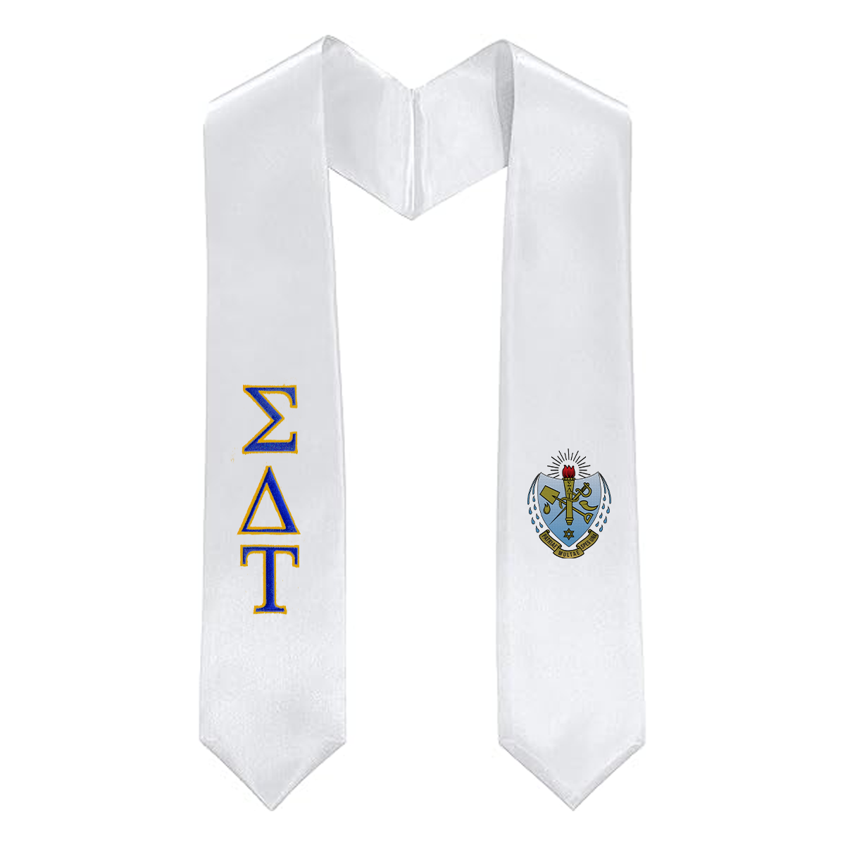 Greek Graduation Stole with Embroidered Crest and Letters - EMB