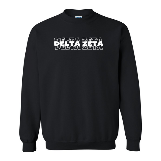 Greek Cotton Black Crewneck Sweatshirt, Repeat Block Design