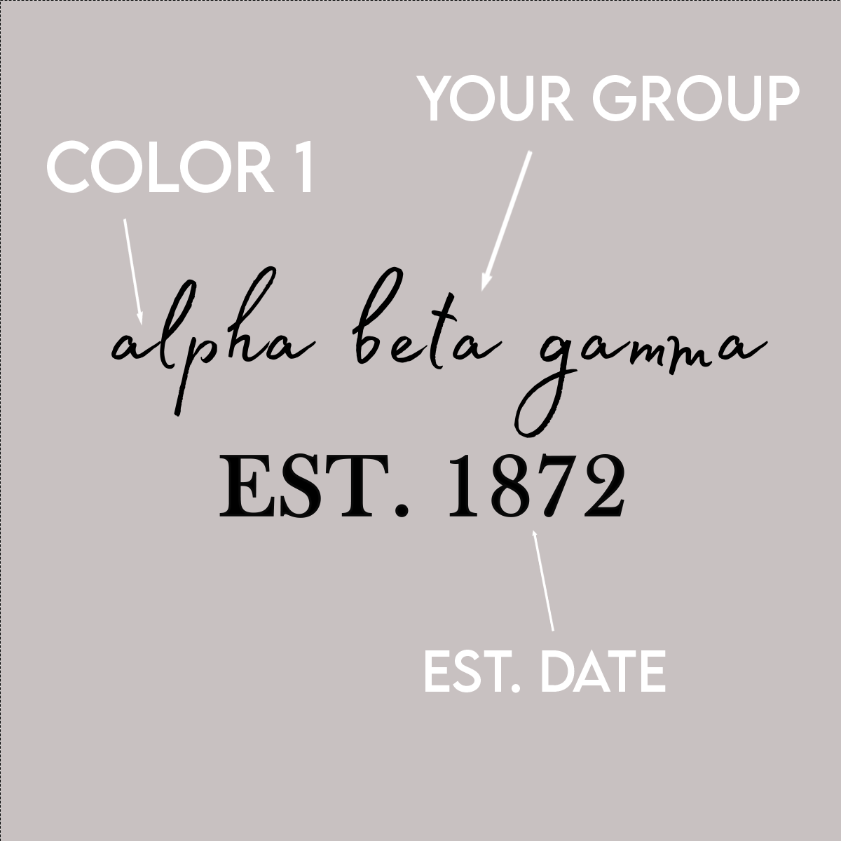 Greek Cotton Grey T-Shirt, Script Established Date Design