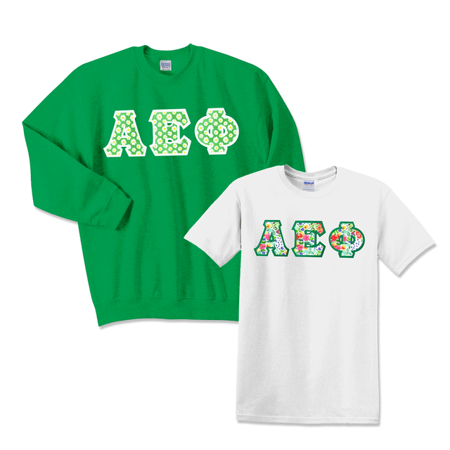 Greek Letter Crewneck Sweatshirt and T-Shirt, Package Deal - TWILL