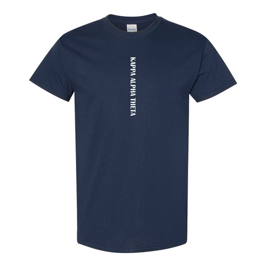 Greek Cotton Navy T-Shirt, Vertical Design
