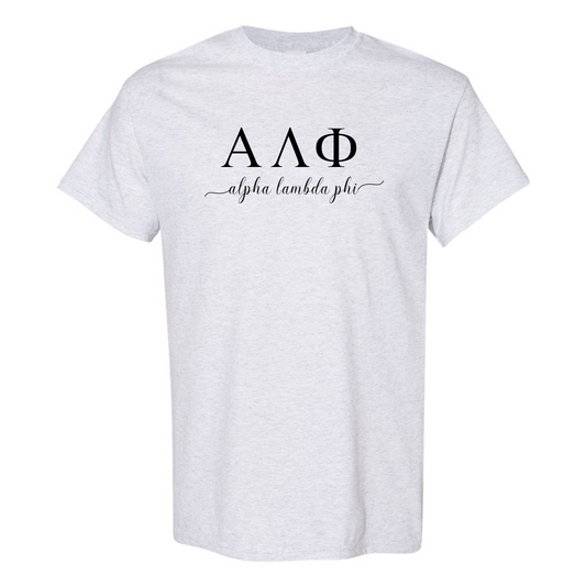 Greek Cotton Ash T-Shirt,  Greek Letter Script Design