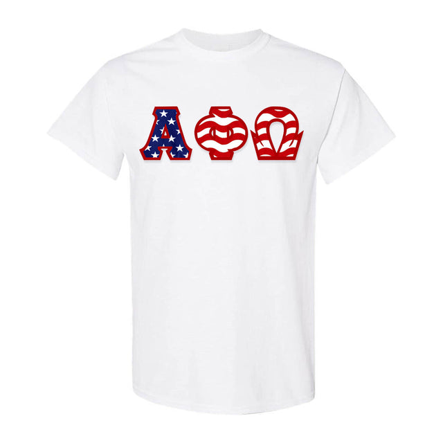 Greek T-Shirt, Stars and Stripes Letters - G500 - TWILL