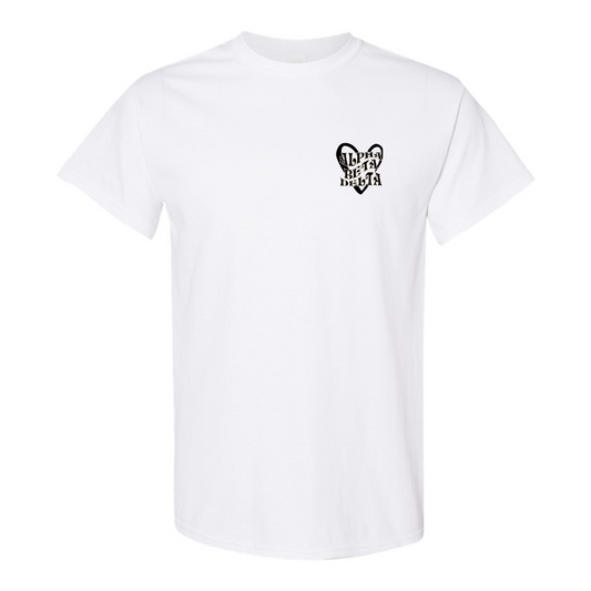 Greek Cotton White T-Shirt, Simple Heart Design