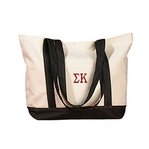 Sigma Kappa Canvas Boat Tote, 1-Color Greek Letters - BE004 - EMB