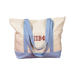 Pi Beta Phi Canvas Boat Tote, 1-Color Greek Letters - BE004 - EMB