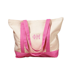 Phi Mu Canvas Boat Tote, 1-Color Greek Letters - BE004 - EMB