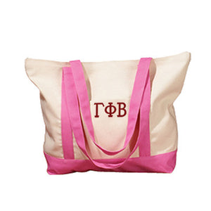 Gamma Phi Beta Canvas Boat Tote, 1-Color Greek Letters - BE004 - EMB