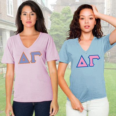 Delta Gamma Sorority V-Neck Shirt 2-Pack Bundle Deal Custom
