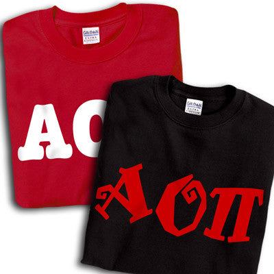 Alpha Omicron Pi T-Shirt, Printed 10 Fonts, 2-Pack Bundle Deal - G500 - CAD
