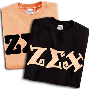 Zeta Sigma Chi T-Shirt, Printed 10 Fonts, 2-Pack Bundle Deal - G500 - CAD