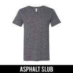 Alpha Omicron Pi Sorority V-Neck Shirt (Vertical Letters) - Bella 3005 - TWILL