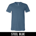 Gamma Sigma Sigma Sorority V-Neck Shirt (Vertical Letters) - Bella 3005 - TWILL