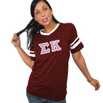 Sigma Kappa V-Neck Jersey with Striped Sleeves - 360 - TWILL