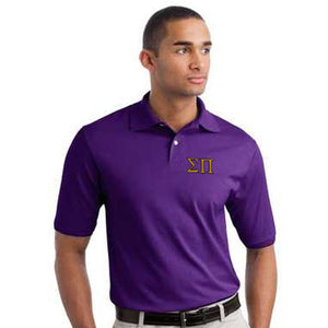 Fraternity Jersey Knit Polo Shirt, 2-Color Greek Letters - 437 - EMB