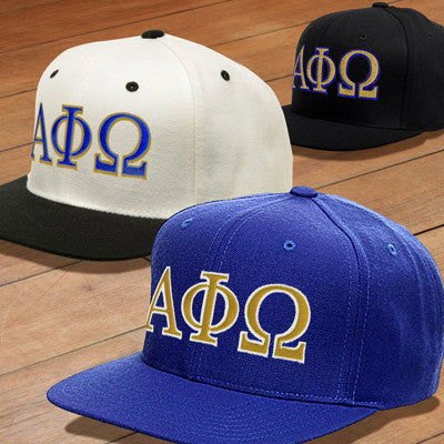 Alpha Phi Omega Snapback Cap, 2-Color Greek Letters - 6089