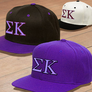 Sigma Kappa Snapback Cap, 2-Color Greek Letters - 6089 - EMB