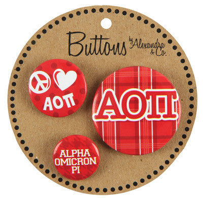 Alpha Omicron Pi Sorority Buttons - Alexandra Co. a1055
