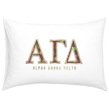 Alpha Gamma Delta Floral Cotton Pillowcase - Alexandra Co. a3016