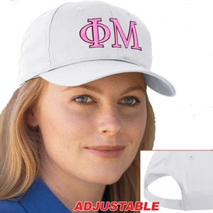 Phi Mu Adjustable Hat, 2-Color Greek Letters - CP80 - EMB