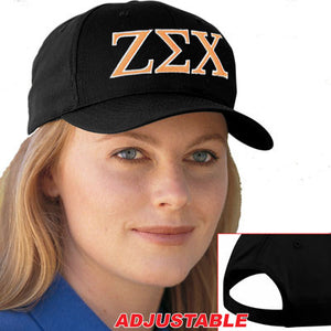 Zeta Sigma Chi Adjustable Hat, 2-Color Greek Letters - CP80 - EMB