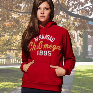 Chi Omega State and Date Printed Hoody - Gildan 18500 - CAD