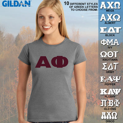 Alpha Phi Ladies' Softstyle Printed T-Shirt - Gildan 6400L - CAD