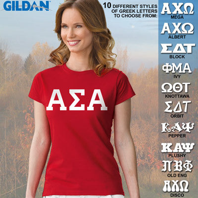 Alpha Sigma Alpha Ladies' Softstyle Printed T-Shirt - Gildan 6400L - CAD