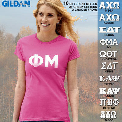 Phi Mu Ladies' Softstyle Printed T-Shirt - Gildan 6400L - CAD