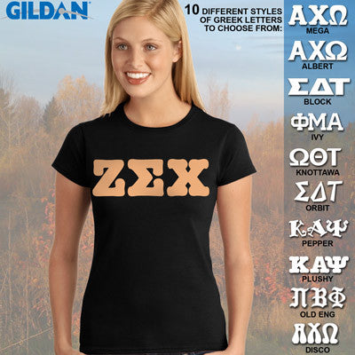 Zeta Sigma Chi Ladies' Softstyle Printed T-Shirt - Gildan 6400L - CAD