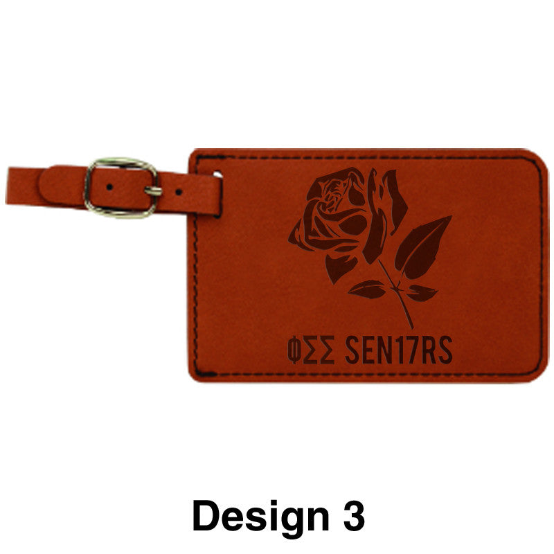 Custom Greek Graduation Rawhide Leather Luggage Tag - GFT264 - LZR