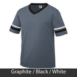 Alpha Gamma Delta V-Neck Jersey with Striped Sleeves - 360 - TWILL