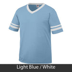 Sigma Sigma Sigma V-Neck Jersey with Striped Sleeves - 360 - TWILL