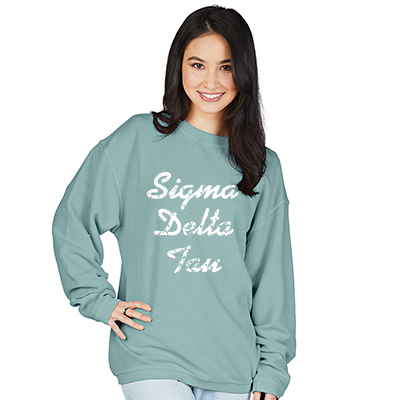 Corded crew sweatshirt sorority discount