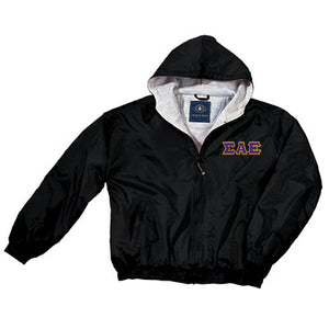 Sigma Alpha Epsilon Greek Fleece Lined Full Zip Jacket w/ Hood - Charles River 9921 - TWILL
