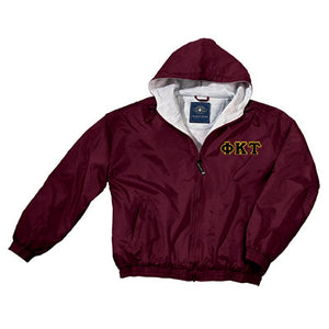 Phi Kappa Tau Greek Fleece Lined Full Zip Jacket w/ Hood - Charles River 9921 - TWILL