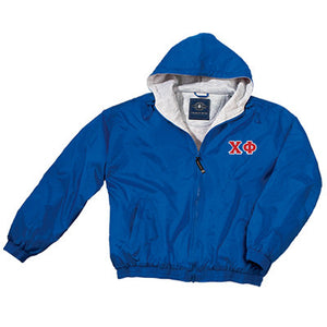 Chi Phi Greek Fleece Lined Full Zip Jacket w/ Hood - Charles River 9921 - TWILL