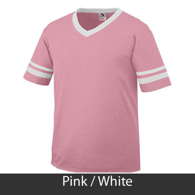 Delta Gamma V-Neck Jersey with Striped Sleeves - 360 - TWILL