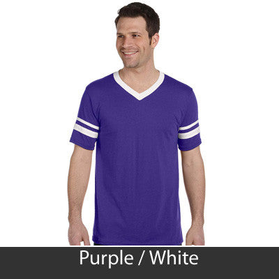 Delta Sigma Pi V-Neck Jersey with Striped Sleeves - 360 - TWILL