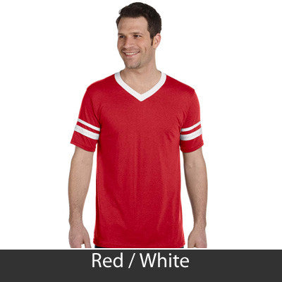 Phi Sigma Kappa V-Neck Jersey with Striped Sleeves - 360 - TWILL
