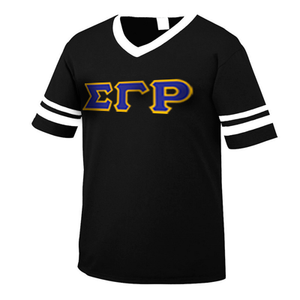 Sigma Gamma Rho V-Neck Jersey with Striped Sleeves - 360 - TWILL