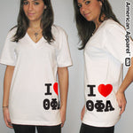 Greek 'I Love Theta Phi Alpha' Custom Printed Sorority V-Neck Tee - Bella 3005 - CAD