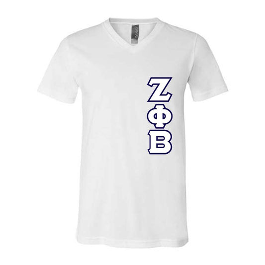 Zeta Phi Beta Sorority V-Neck Shirt (Vertical Letters) - Bella 3005 - TWILL