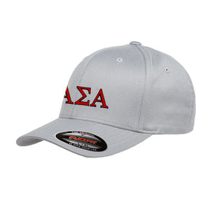 Alpha Sigma Alpha Flexfit Fitted Hat, 2-Color Greek Letters - 6277 - EMB