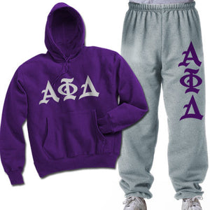 Alpha Phi Delta Hoodie and Sweatpants, Printed Old English Letters, Package Deal - CAD