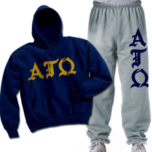Alpha Tau Omega Hoodie and Sweatpants, Printed Old English Letters, Package Deal - CAD