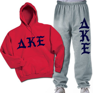 Delta Kappa Epsilon Hoodie and Sweatpants, Printed Old English Letters, Package Deal - CAD