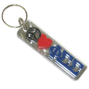 Phi Sigma Sigma Peace Love Keychain - Craftique cqPLKC